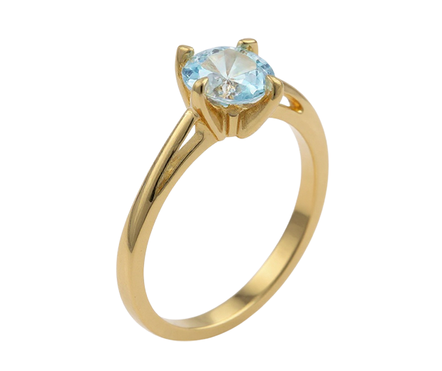 18KT GOLD RING SET WITH 01 AQUAMARINE